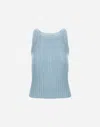 Herno Tank Top In Shiny Viscose Rib In Light Blue