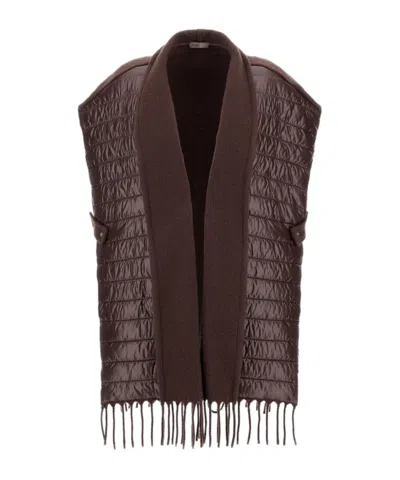 Herno Tassel Knitted Vest In Brown