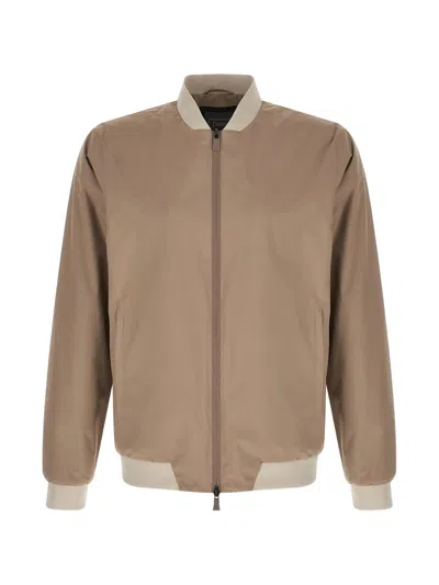 HERNO HERNO TAUPE POLYESTER POLYAMIDE BOMBER FUNCTIONAL