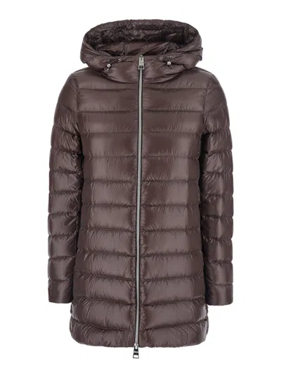 Herno Tech Fabric Down Jacket In Brown
