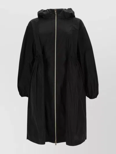 Herno Tech Hooded Parka Elastic Cuffs Drawstring Waist In Black