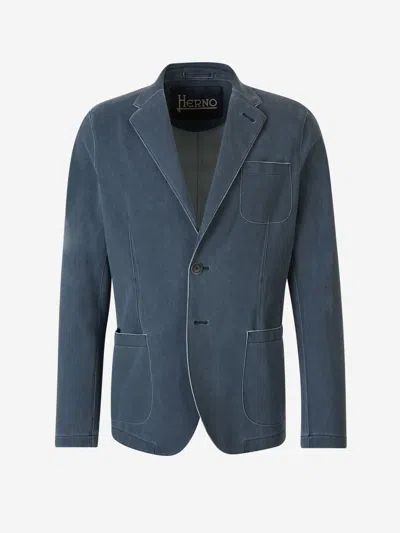 Herno Single-breasted Tailored Blazer In Navy Blue