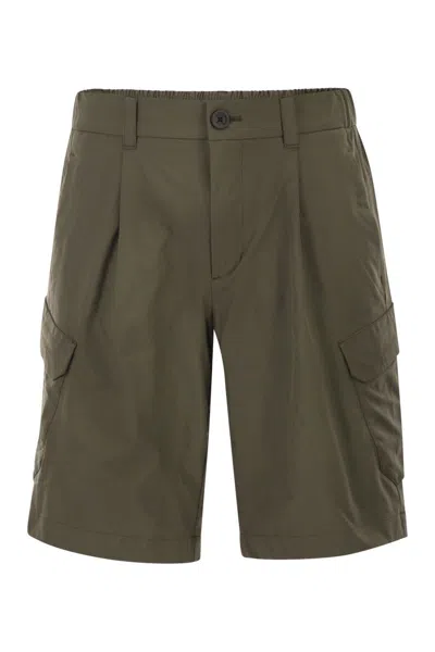 Herno Technical Fabric Cargo Bermuda Shorts In Green