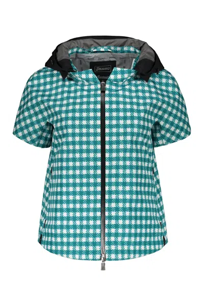 Herno Technical Fabric Hooded Jacket In Green