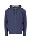 Herno Hooded Coat Drawstring Hood Elastic Cuffs In Blue