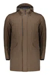 Herno Technical Fabric Hooded Jacket In Brown