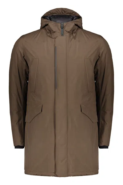 Herno Technical Fabric Hooded Jacket In Green