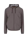 Herno Technical Fabric Hooded Jacket With Adjustable Drawstrings In Brown