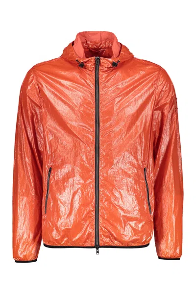 Herno Technical Fabric Hooded Jacket In Orange