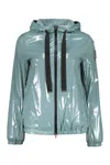 Herno Technical Fabric Hooded Jacket In Turquoise
