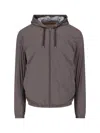 Herno Technical Fabric Hooded Jacket With Adjustable Drawstrings In Brown