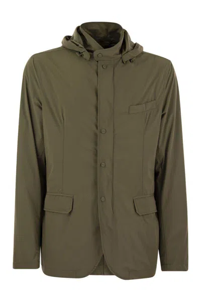 Herno Technical Fabric Jacket With Hood In Green