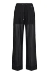 Herno Wide Leg High Waist Satin Trousers For Women