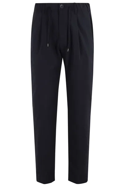 Herno Technical Fabric Pants With Drawstring Waist In Black