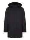 Herno Blue Polyester Minimalist Raincoat In Black