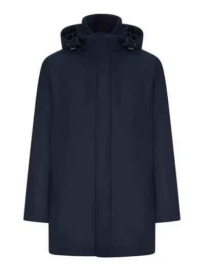 Herno Technical Hooded Parka In Blue