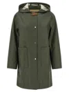 Herno Technical Linen Blend Raincoat In Olive Green