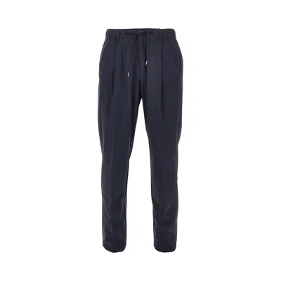 Herno Technical Poplin Pants With Drawstring In Blue