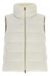 Herno Technical Satin Vest Padded High Collar In White