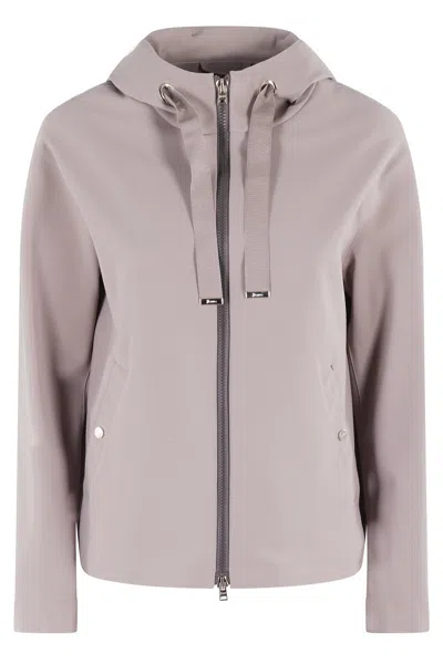 Herno Technical Stretch Jacket With Adjustable Hood In Tortora