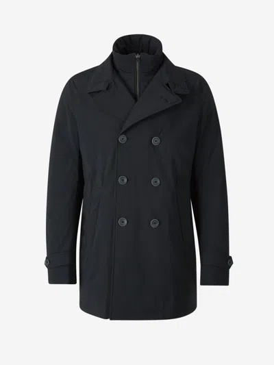 Herno Technical Trench Coat In Blue