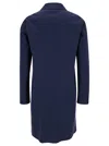 Herno Blue Coat With Concealed Closure And Collar In Stretch Polyamide Woman In Blue