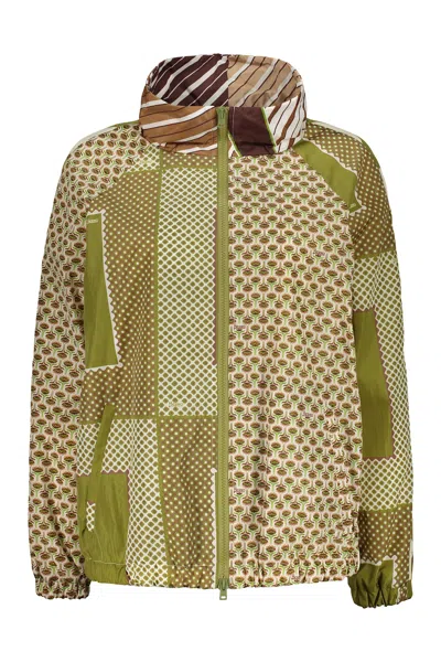 Herno Mix-print Zip-up Jacket In Green
