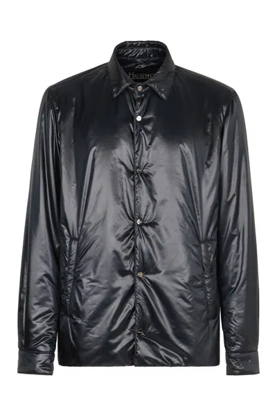 Herno Techno Fabric Padded Jacket In Blue