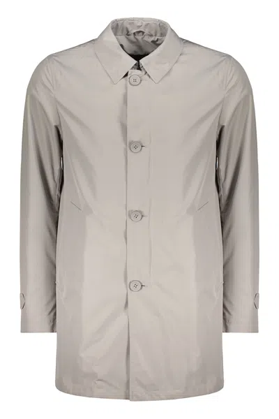 Herno Techno Fabric Raincoat In Grey