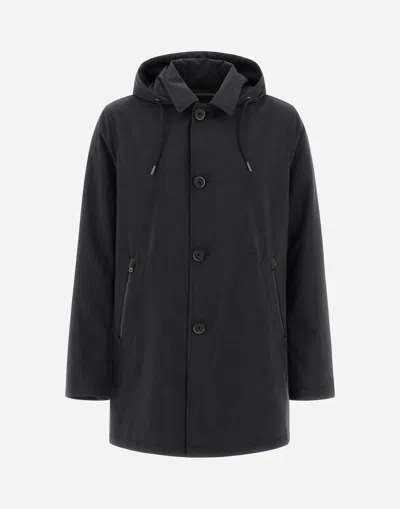 Herno Techno Lux Raincoat In Grey