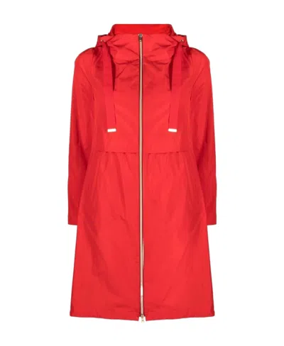 Herno Techno Taffeta Drawstring-hood Parka In Rosso