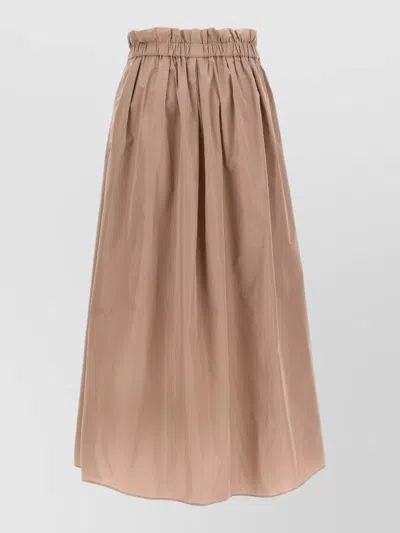 Herno Techno Taffeta Midi Skirt A Line In Brown