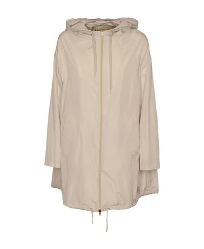 Herno Techno Taffeta Parka Coat In Neutral