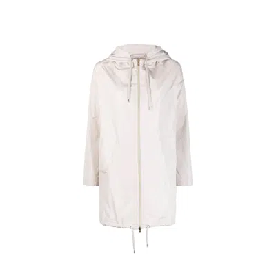 Herno Stretch Maxi Bomber With Hood And Drawstring Hem In Gray