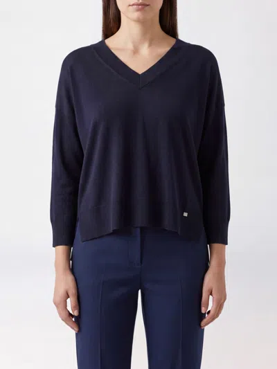 Herno Teddy Bear Print V-neck Lyocell Jumper In Blue