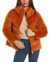 Herno Faux Fur Teddy Puffer In Orange