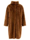 Herno Coat In Curly Alternative Fur In Brown