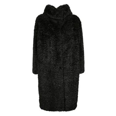 Herno Teddy Mid-length Coat In Nero