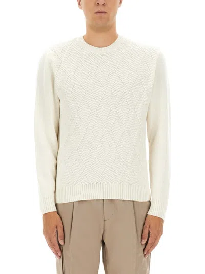 HERNO TEXTURED DIAMOND KNIT CASHMERE SWEATER