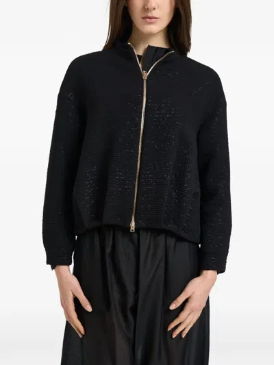 Herno Textured Embellished Jacket In Black