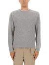 Herno Textured Knit Crew Neck Cashmere Sweater In Gray