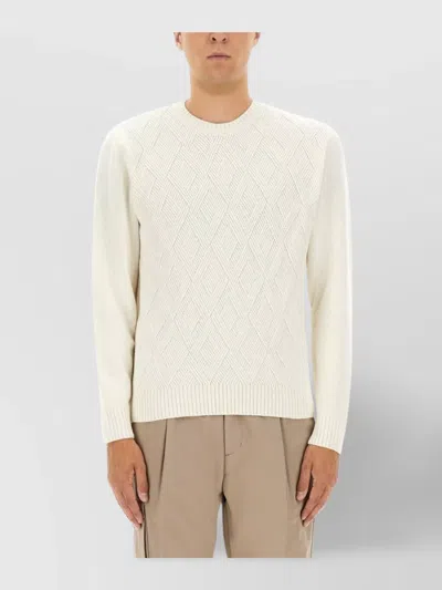 HERNO TEXTURED KNIT CASHMERE SWEATER WITH DIAMOND PATTERN