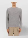 Herno Textured Knit Crew Neck Cashmere Sweater In Gray