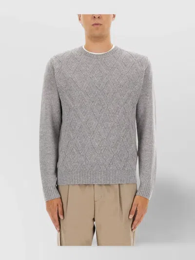 HERNO TEXTURED KNIT CREW NECK CASHMERE SWEATER