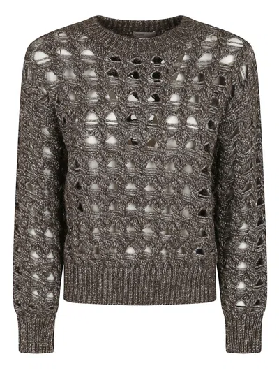 Herno Textured Openwork Alpaca And Wool Sweater In Gray