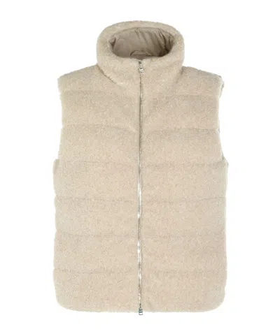 Herno Textured Padded Down Gilet In Brown