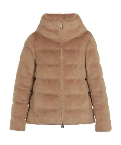 Herno Textured Puffer Jacket In Brown