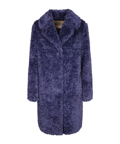 Herno Textured-finish Notched-lapel Coat In Blue