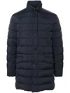 Herno Black Mid-length Quilted Down Jacket In Blue