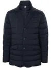 Herno Quilted Lightweight Down Coat With High Collar In Blue